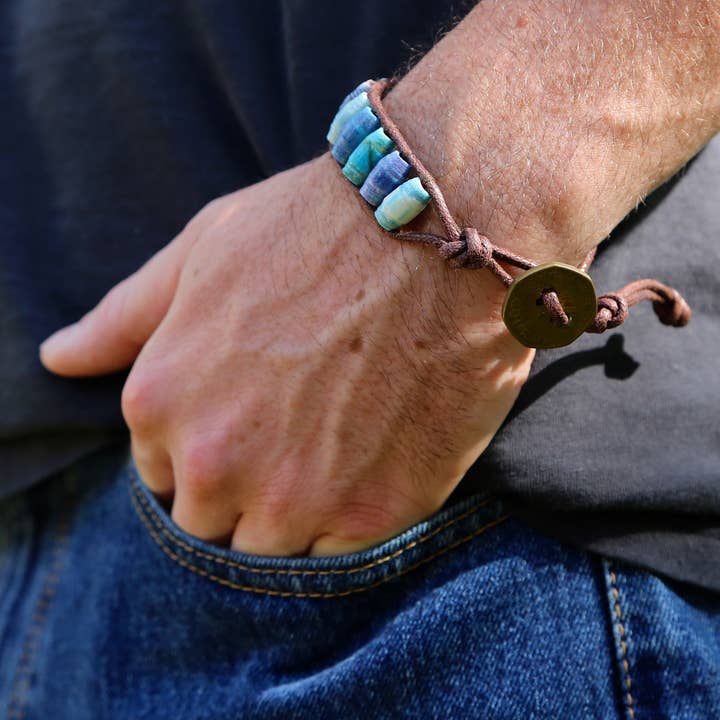 Unisex Ladder Bracelet with Haitian Coin Clasp for wholesale by Atizan Goods by PeaceQuilts