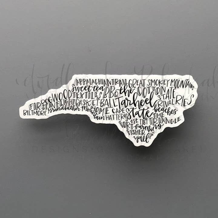 Pegatina Word Art de Carolina del Norte para venta al por mayor de Doodles By Rebekah