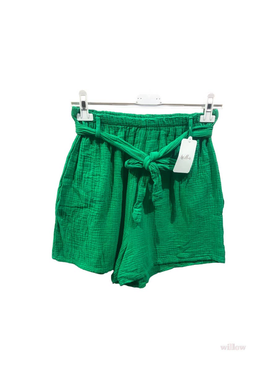 Moonsun - Vendita all'ingrosso Pantaloncini - Donna - Shorts in garza di cotone #2305 con cintura22