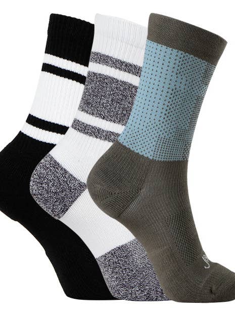 Meias de Compressão com Desempenho Direcionado em Algodão com Blocos Pontilhados/ Riscas Retro - Pack de 3 por atacado de Ja-vie