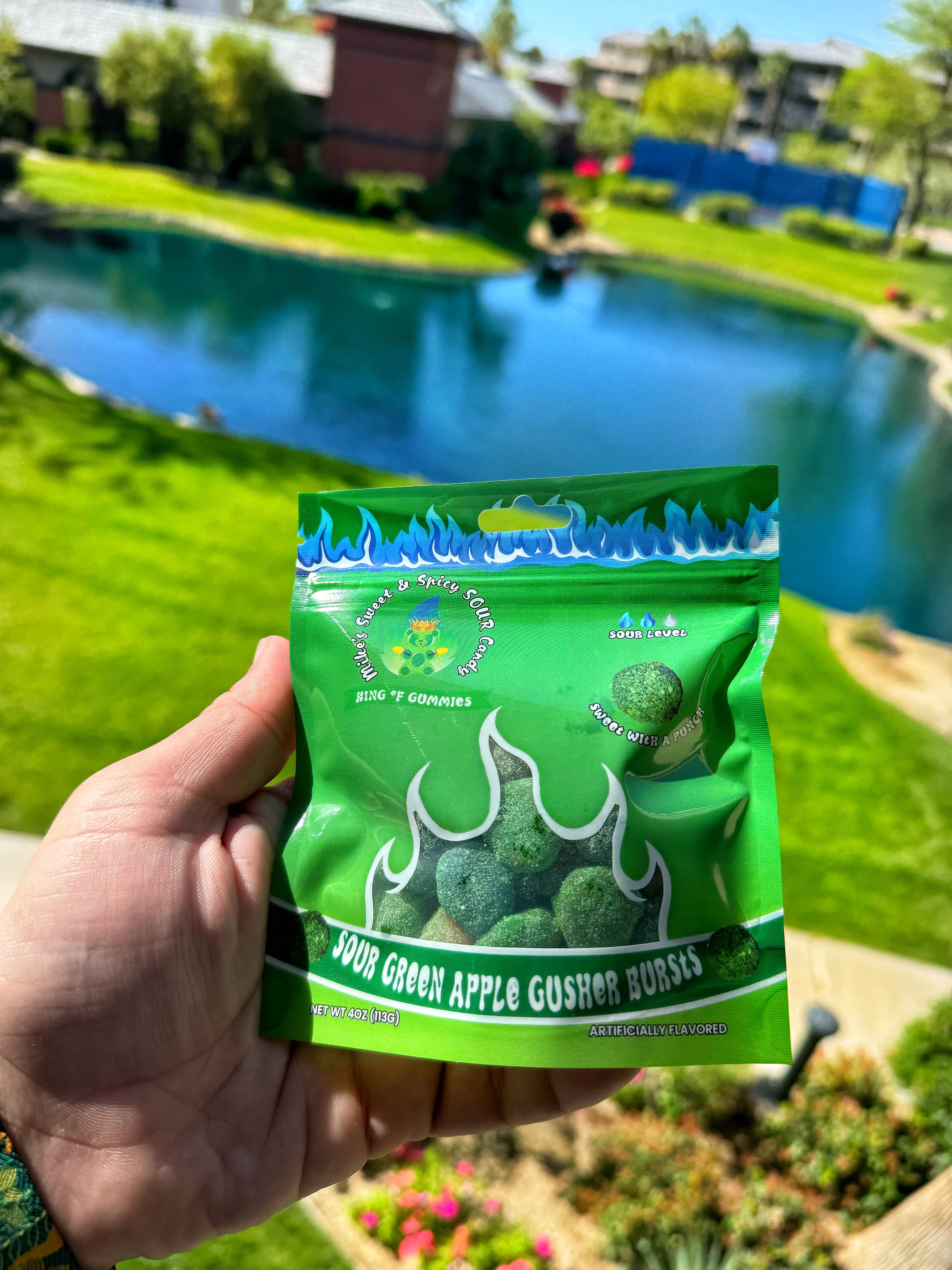 Mike's Sweet and Spicy - Wholesale Gummy - Sour Green Apple Gusher Bursts