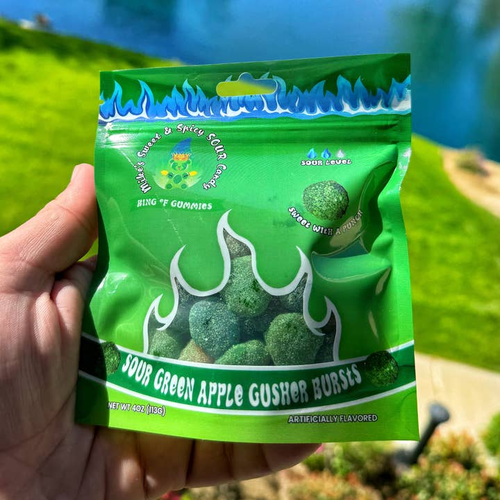 Mike's Sweet and Spicy - Wholesale Gummy - Sour Green Apple Gusher Bursts0
