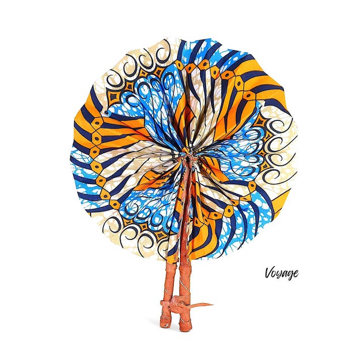Ti-a Woven Goods - Wholesale Handheld Folding Fan - African Fabric Fan