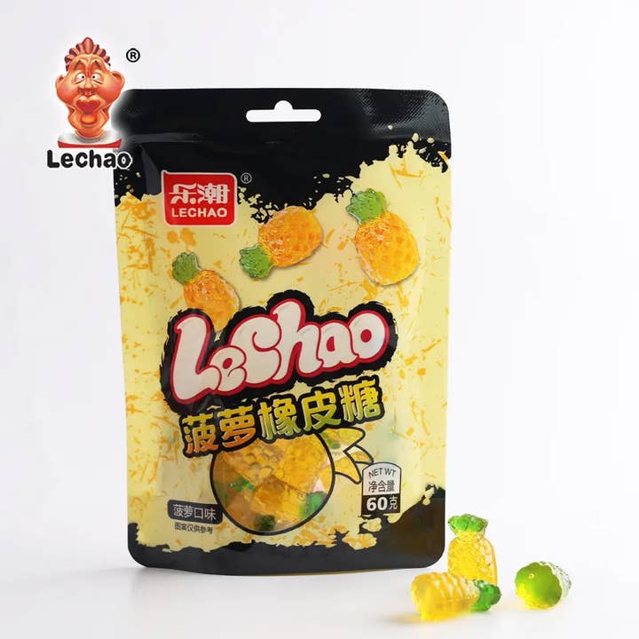 LeChao 4D Pineapple Fruity Gummies for wholesale by Fizz and Sweets Wholesale