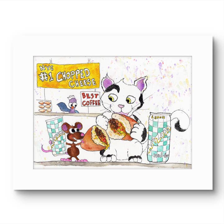 "Compagnons de Fromage Haché" - Impression d'Art - PEINT À LA MAIN pour la vente par Johnnerdraws