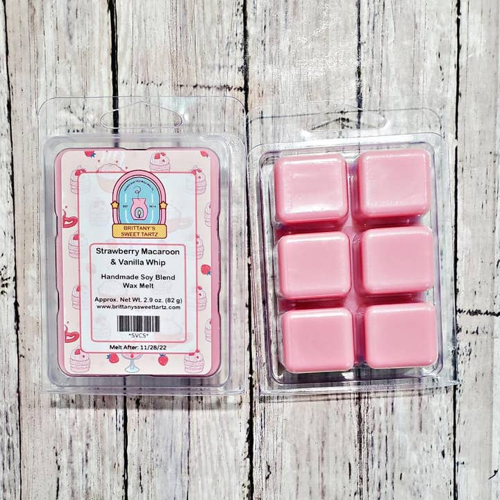 Strawberry Macaroon & Vanilla Whip Wax Melt for wholesale by Brittany's Sweet Tartz