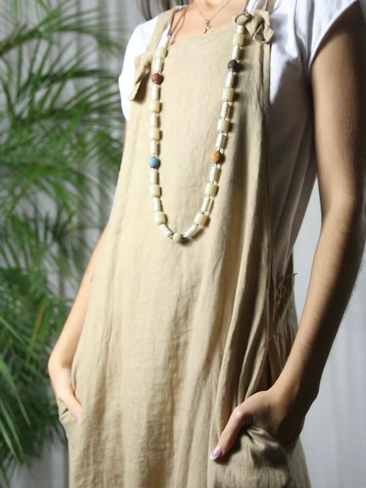 Linen & More - Vente Combinaison – femme - Référence 4317 robe salopette 100 % lin couleur cacao12