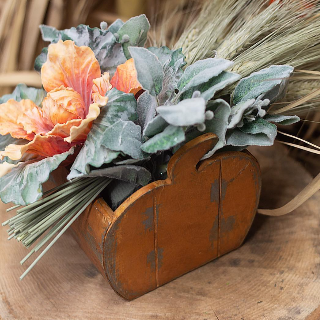 Jacobson - Wholesale Planter Box - Distressed Pumpkin Planter Box - Wood - Box of 121