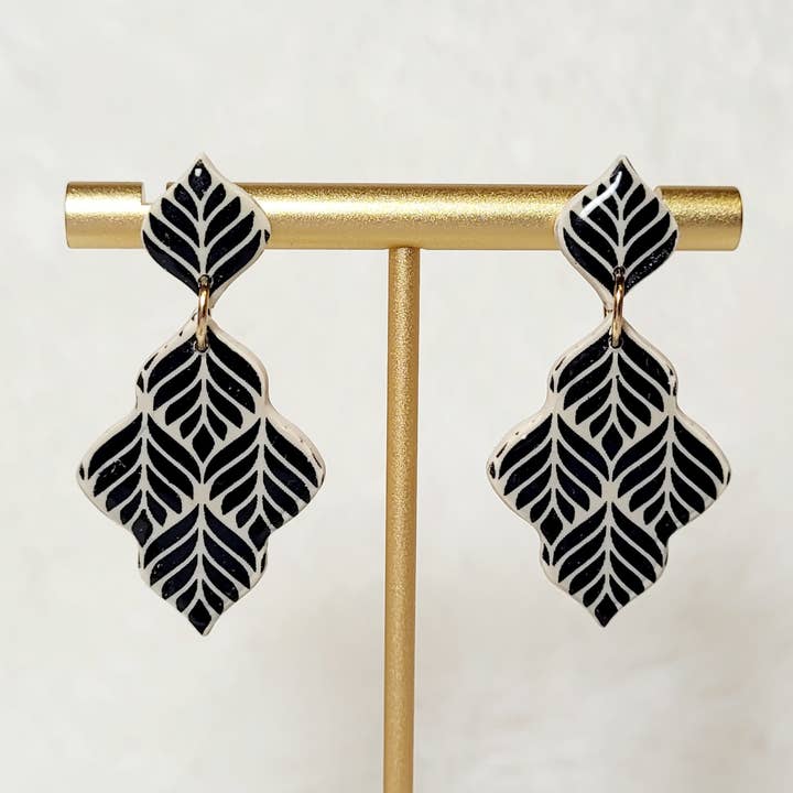 Polymer clay black leaves dangles for wholesale by Spiegel Clay