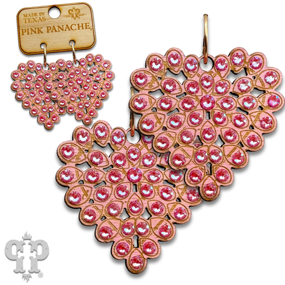 Pink Panache Brands - Wholesale Dangle Earrings - Laser cut rhinestone heart earring11