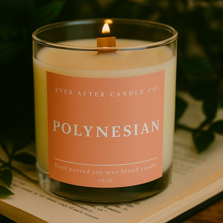 Ever After Candle Co - Wholesale Jar/Filled Candle - Polynesian Candle - 10 oz Jar & Crackling Wood Wick1