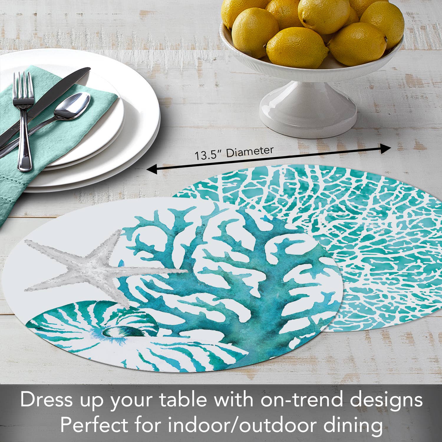 CounterArt/Highland Home/Thirstystone/CoasterStone - Wholesale Placemat - Coral Life Reversible Round Plastic Placemat4