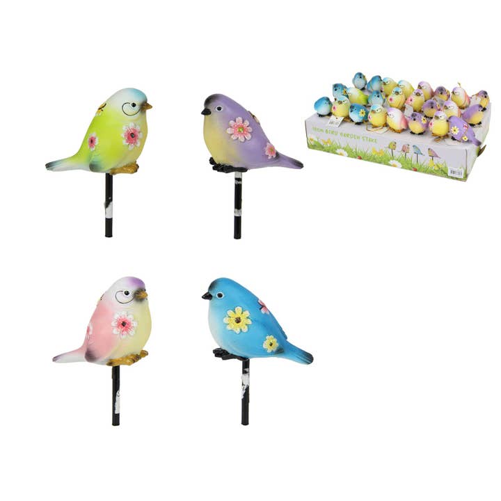 Cubby House by Malmar - Wholesale Garden/lawn stake - 12cm Bird Garden Stake 4 Asstd (24=Free Display)