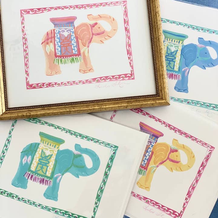 Impression artistique sur un éléphant chinoiserie pour la vente par Lemondaisy Design