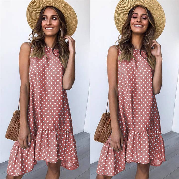 Sharon Tatem Fashion LLC - Wholesale Dress - Women's - Dress Sexy Boho Beach Sundress Women Floral Printed Polka Dot63