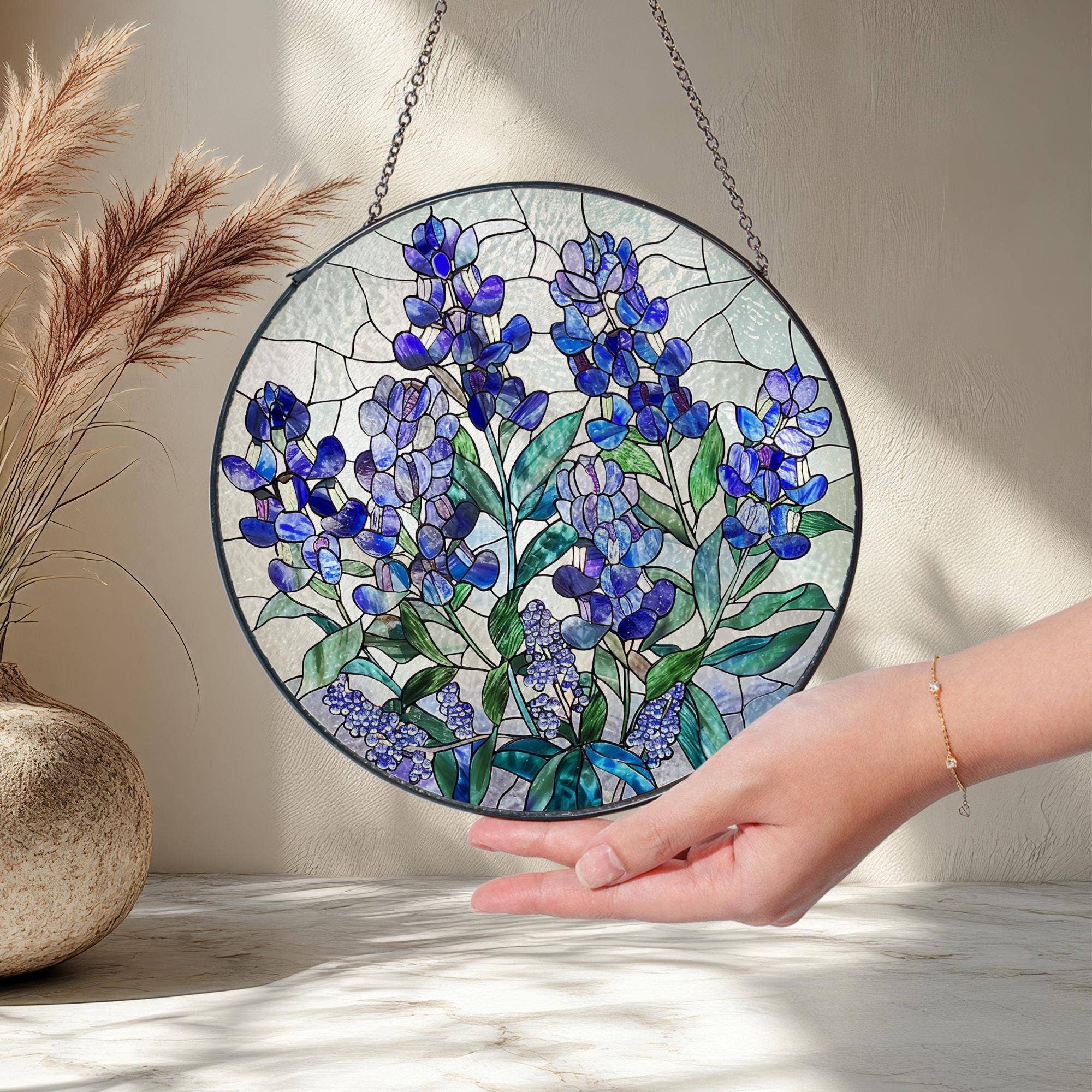 NVC Ecommerce LLC - Vente Attrape-soleil - Attrape-soleil en vitrail de bluebonnet printanier, fleur du Texas5