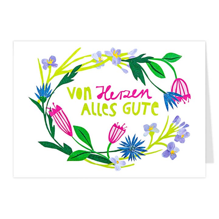 Cartão dobrável "de coração Tudo de BOM" por atacado de paruspaper. nutzfeine papeterie