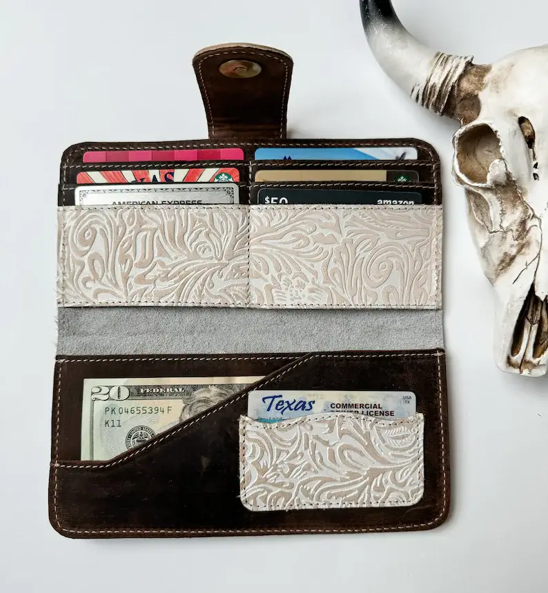 Boho Ranch Shop - Wholesale Wallet - Women's - Western Floral Leather Tooled Wallet6