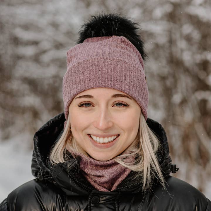 Jersey beanie with pom pom - Raspberry for wholesale by Flocon Sport