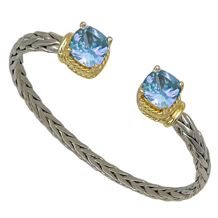 Bracelet ouvert coussin bleu pour la vente par My Best Kept Jewelry