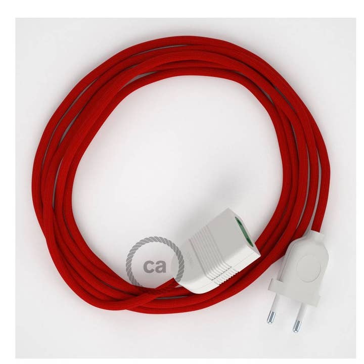 Electric extension with textile cable RM09 Silk Effect Red 2P 10A for wholesale by LIGHTINUP S.R.L.