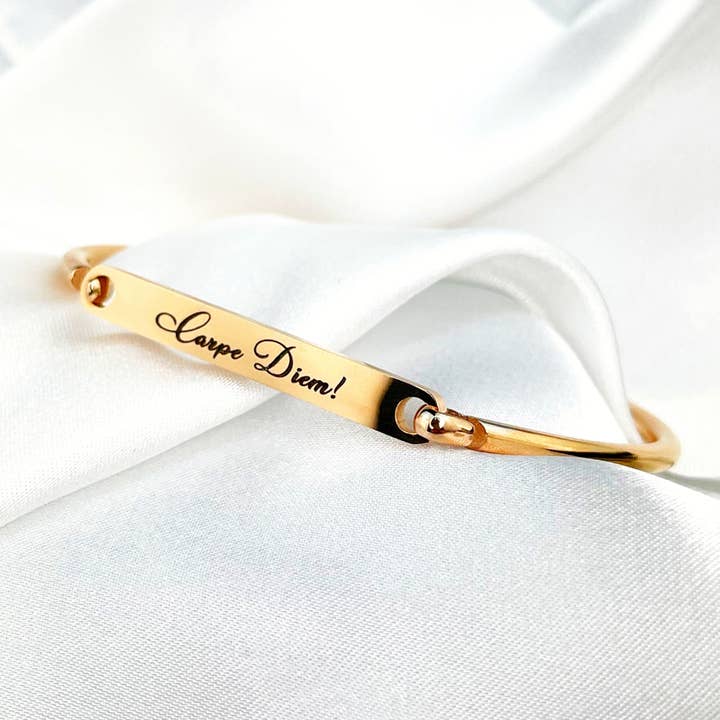 Customizable stainless steel bracelet - engraving - rose gold color - RETARM-17 for wholesale by MadamLili