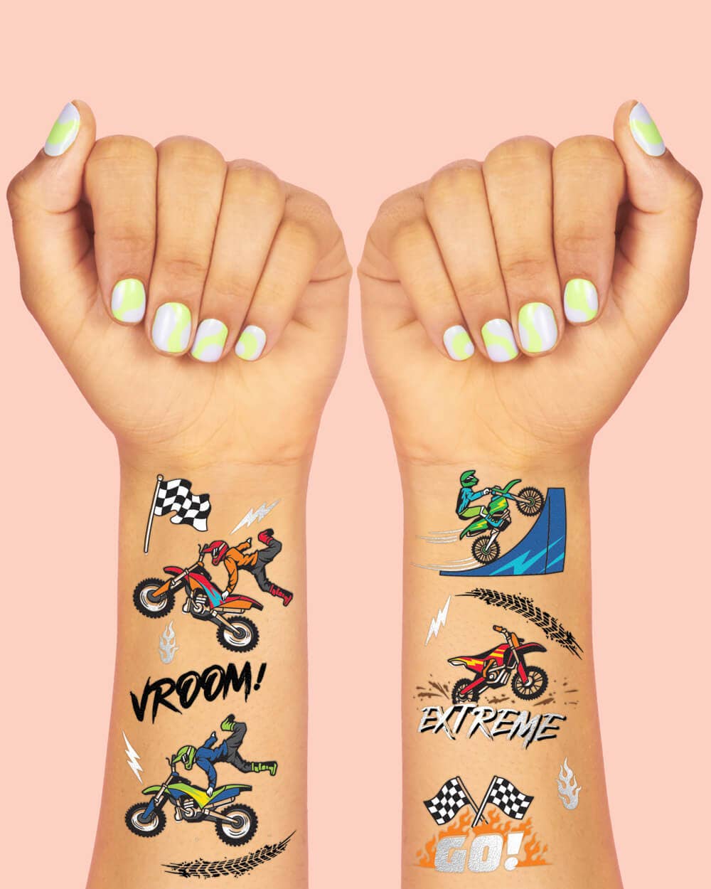 Petit Fetti - Wholesale Temporary Tattoo - Kids - Motocross Tats - 48 foil temporary tattoos0