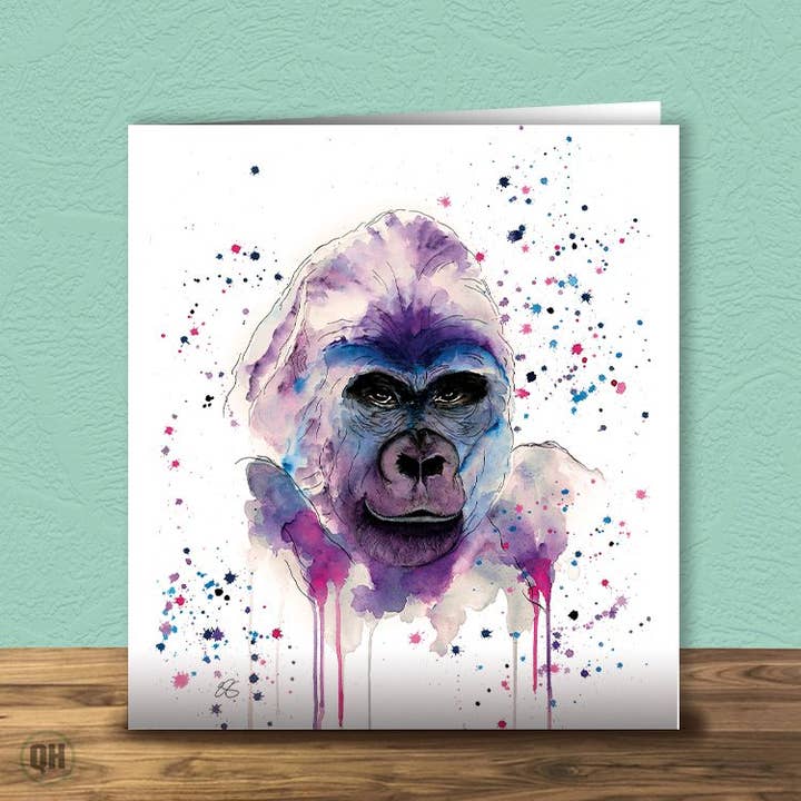 Akvarellgorilla - Elizabeth Grant Konstkort för wholesale av Quitting Hollywood