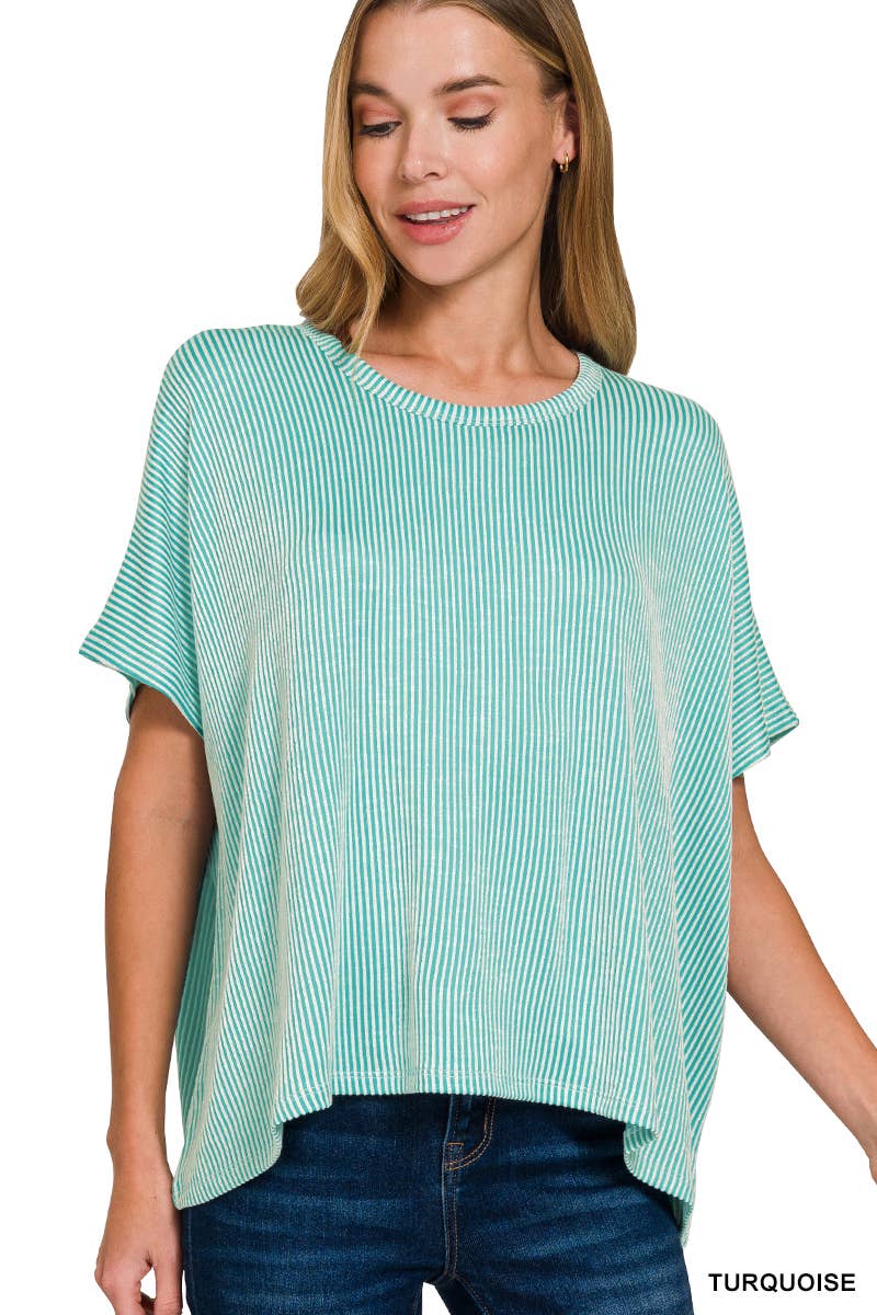 42POPS - Wholesale Knit Top - Women's - `.Cord Rib Pin-striped Oversized Top26