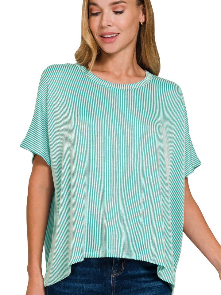 42POPS - Wholesale Knit Top - Women's - `.Cord Rib Pin-striped Oversized Top26