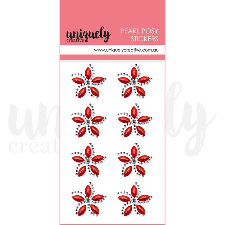 Pearl Posy Stickers - Christmas Red for wholesale by Uniquely Creative