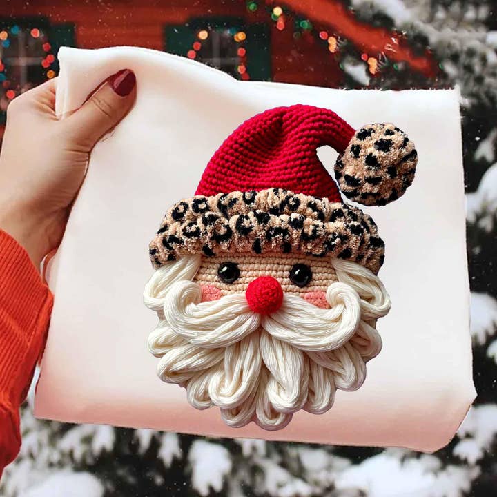 DLT Ecommerce - Wholesale T-Shirt (Graphic) - Women's - Santa Claus Head in Leopard Hat Shirt, Xmas Santa Sweater5