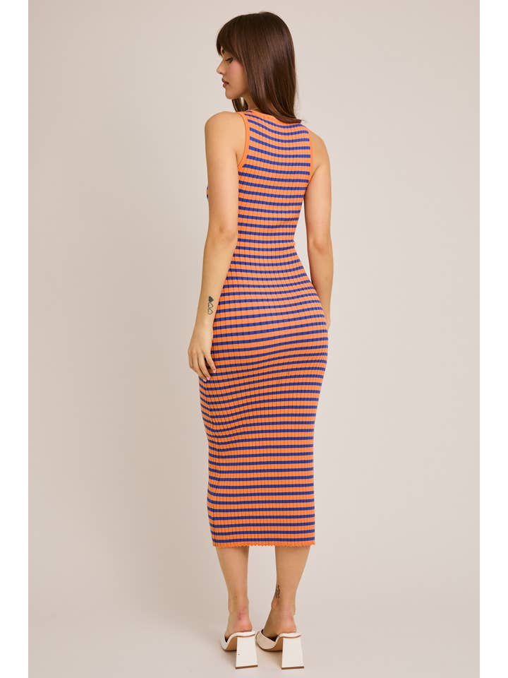 LE LIS - Wholesale Dress - Women's - SLEEVELESS ROUND NECK STRIPED RIB SWEATER DRESS13
