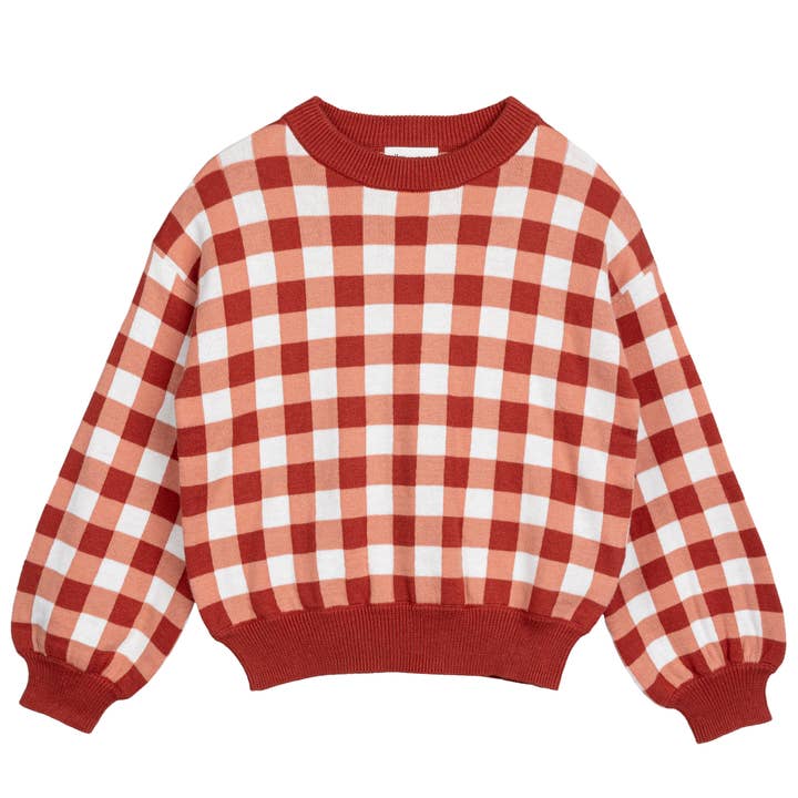 Mursten og off-white Zefyr Girls' Jacquard Sweater for engroshandel hos Miles the Label