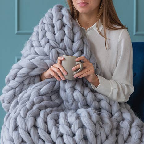 woolexperts – Manta para sofá por atacado – Cobertor gigante de tricô grosso 100% lã merino8