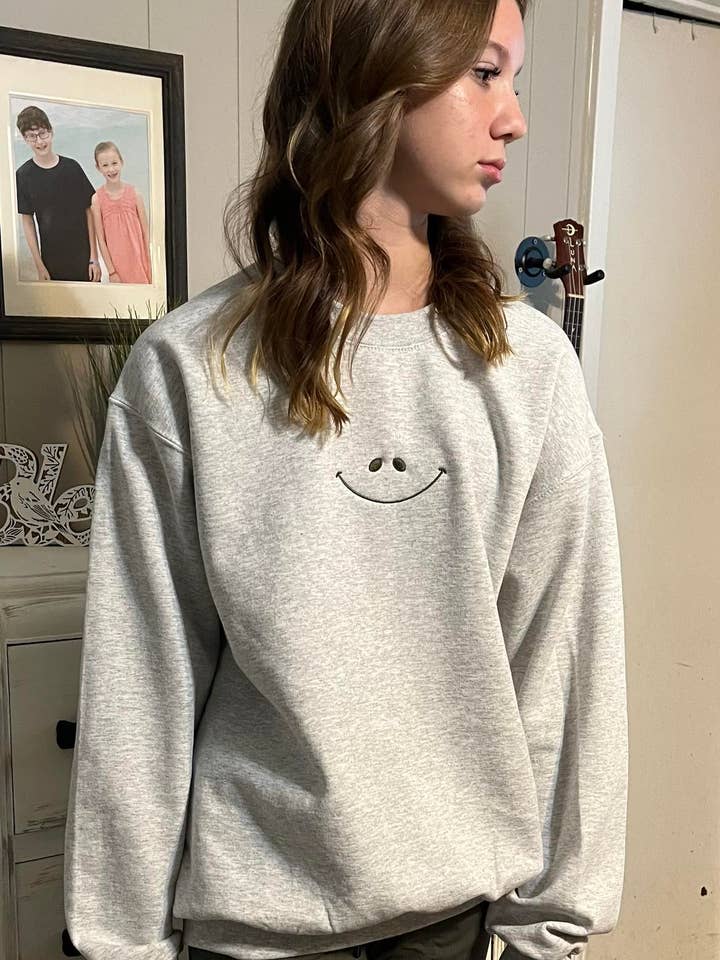 April's Sew Vinyl - Wholesale Graphic Sweatshirt - Women's - Smiley Face Sweatshirt