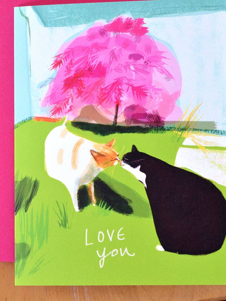 The Kiss Love You Cat Card for wholesale by The Dancing Cat