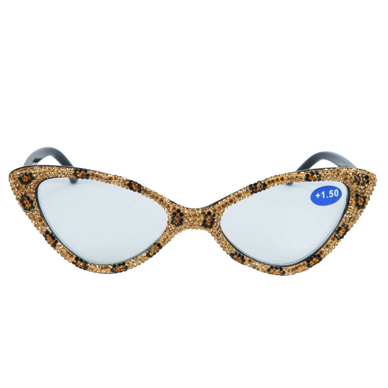 Ole - Wholesale Eyeglasses - Women's - Handmade Rhinestone Cat Eye Reader Glasses G0305-Brown2