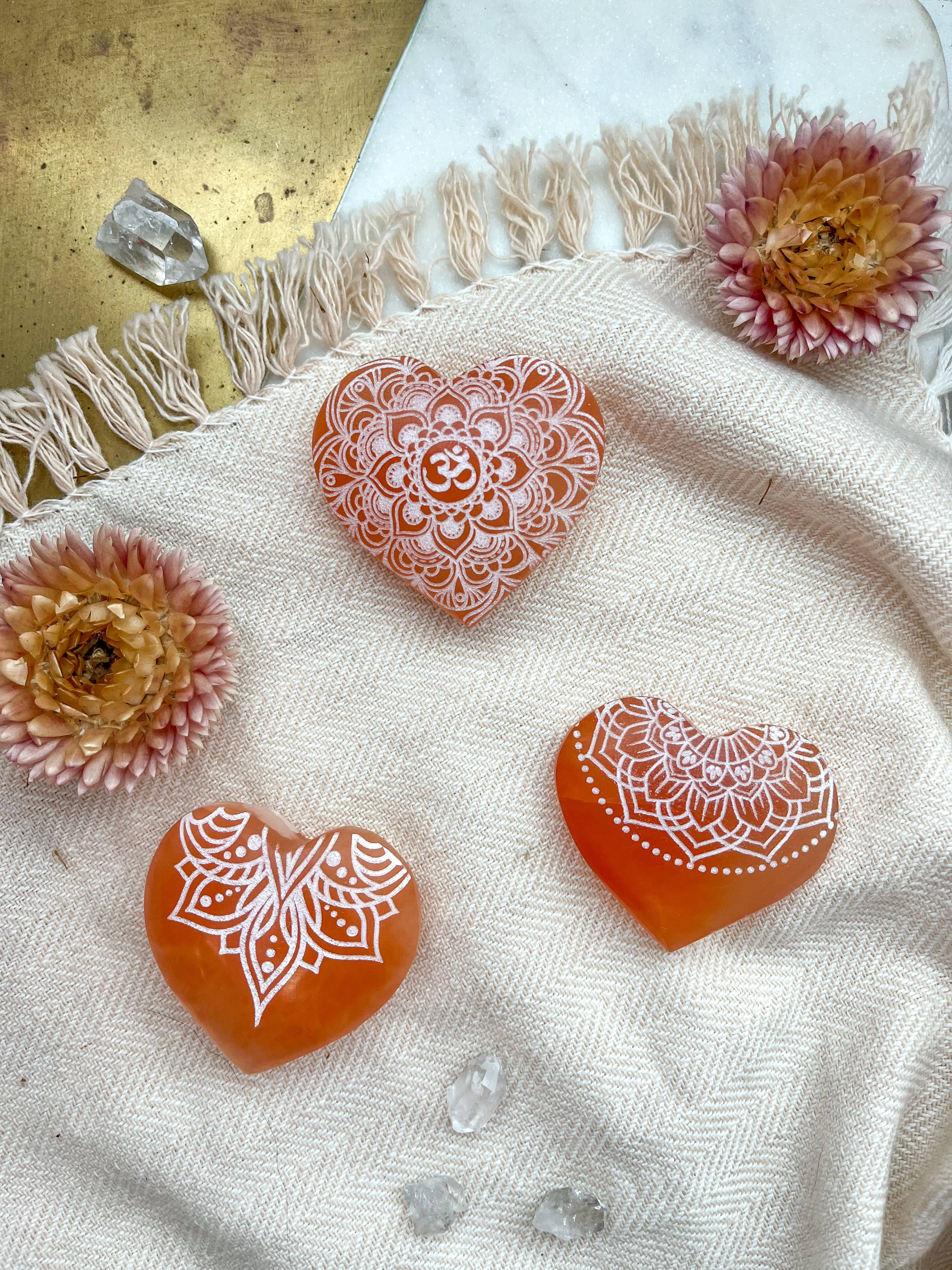 Fractalista Designs - Wholesale Spiritual Stone/Crystal - PEACH Selenite Heart Crystal Mother's Day Gifts For Women3
