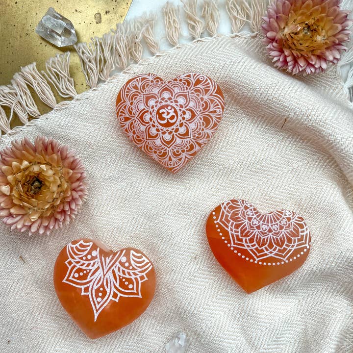 Fractalista Designs - Wholesale Spiritual Stone/Crystal - PEACH Selenite Heart Crystal Mother's Day Gifts For Women3