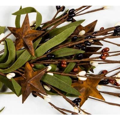 Rice Berry Pick W/Stars, 12in, Hw, Burnt Red, Black, Butter for wholesale by KMI International Corp.