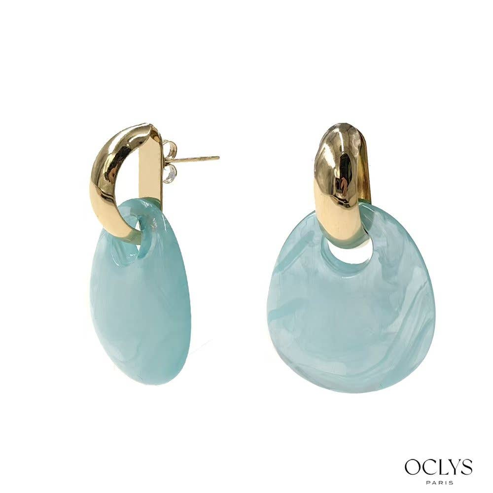Oclys - Wholesale Dangle Earrings - Resin earrings with gold stainless steel Paola10