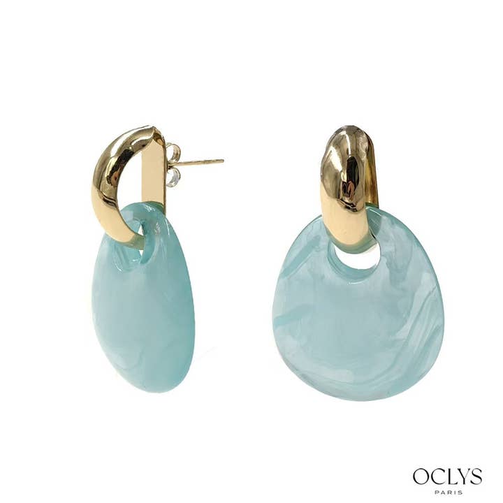 Oclys - Wholesale Dangle Earrings - Resin earrings with gold stainless steel Paola10