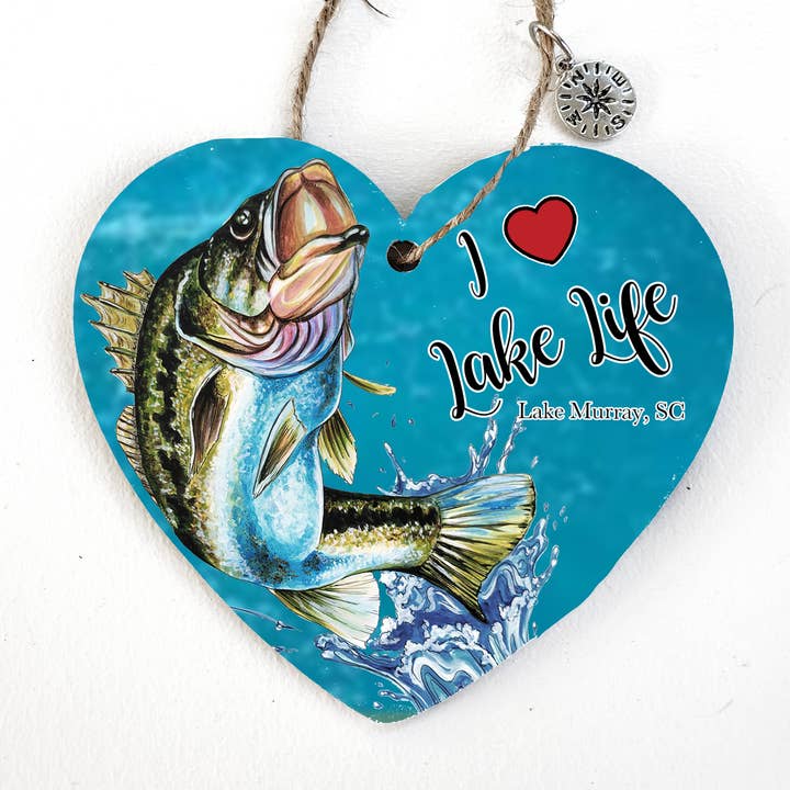 Wood Ornament - I Love Lake Life!- Location Drop for wholesale by Map Mom