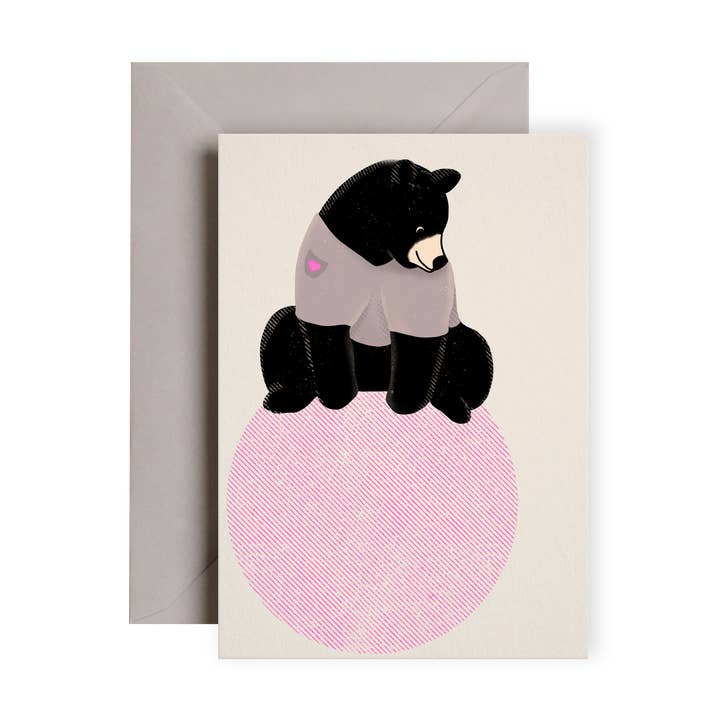 I am Roxanne - Wholesale Birthday Card - Black Bear Heart Neon Pink Card | Birthday | Everyday