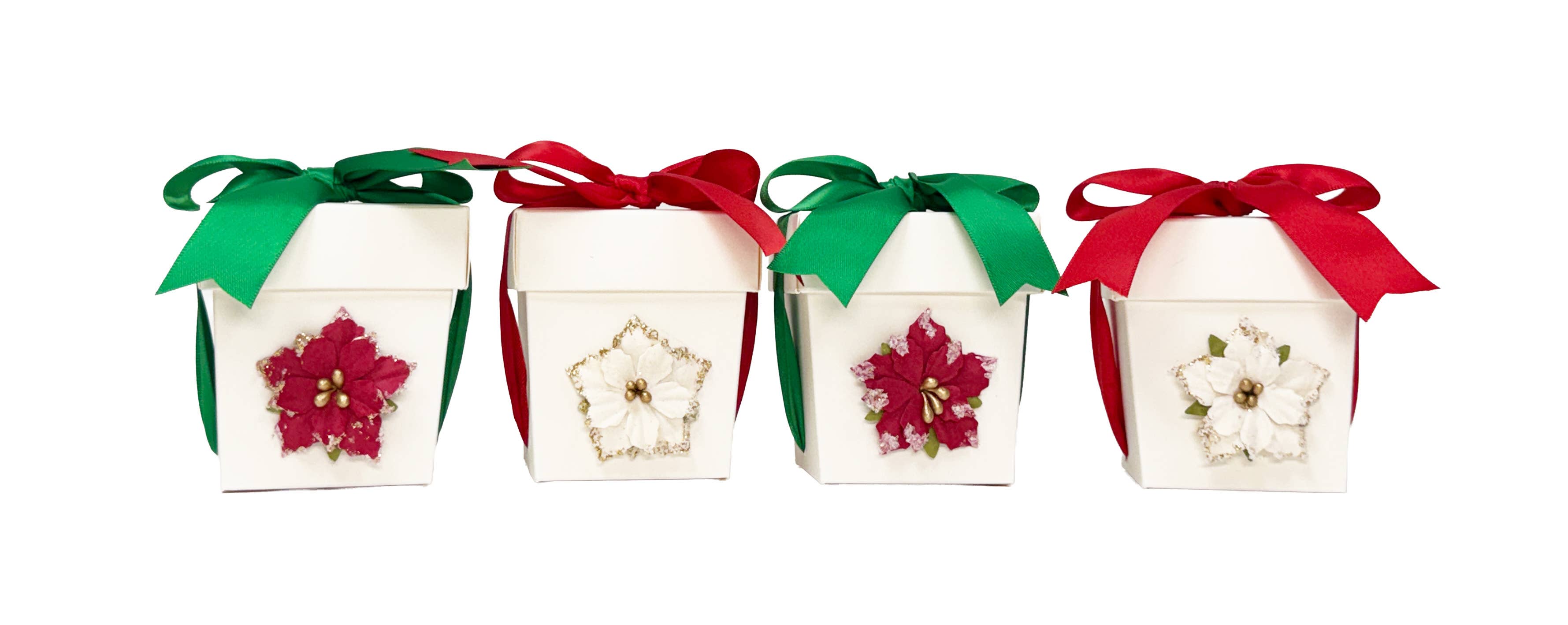 Seda France Candles - Wholesale Jar/Filled Candle - Mini Red & White Poinsettia Candles - Assorted set of 12