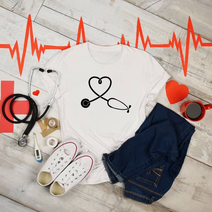 Heart Stethoscope Sights Ink Graphic Tee for wholesale by Sights Ink