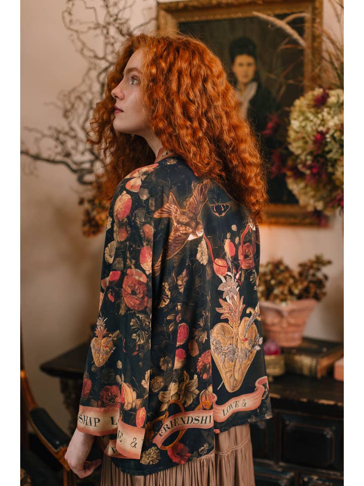 Market of Stars (Worldwide) - Wholesale Kimono – Women's - Heart of Gold Pixie Duster Crop Kimono w/ Sacred Heart3