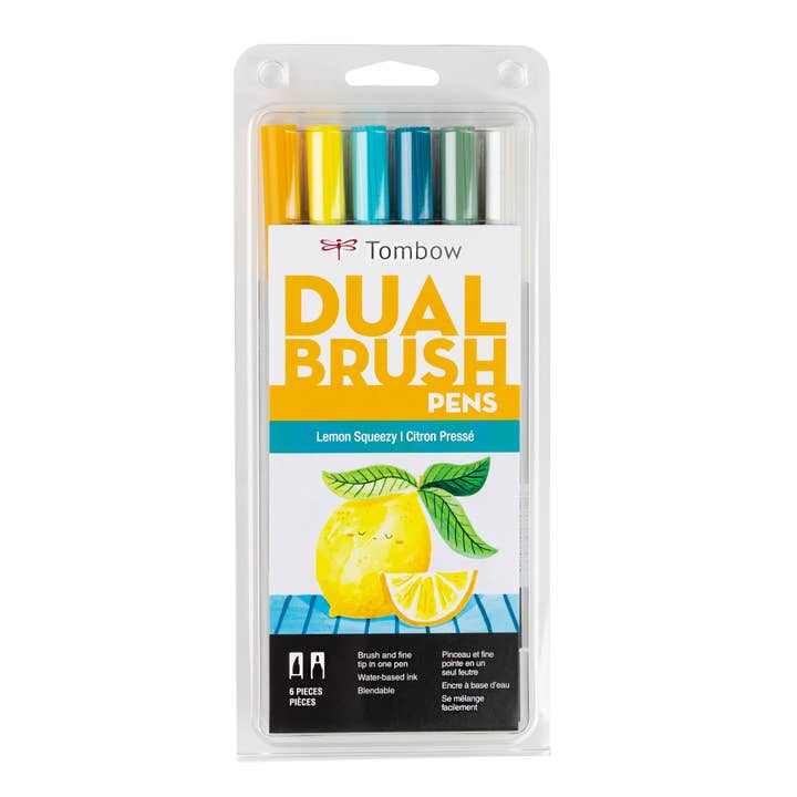 Dual Brush Pen Art Markers, Lemon Squeezy, 6-Pack for wholesale by Tombow