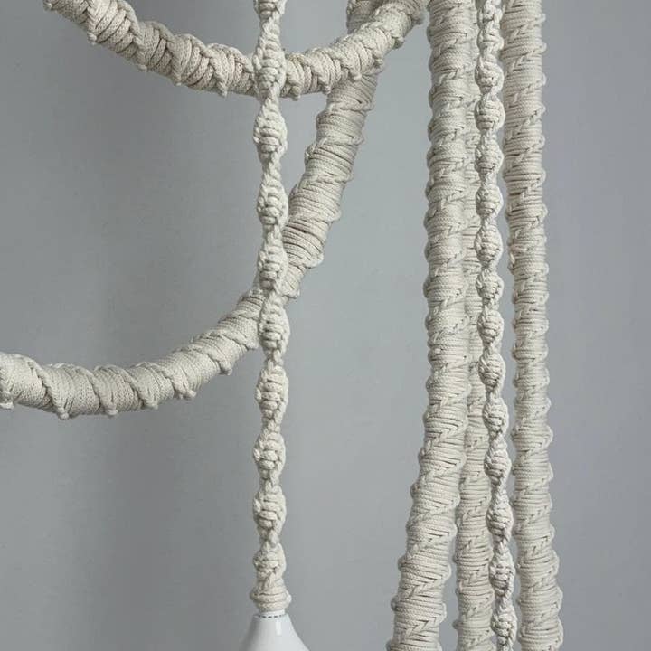 Joy's Arts - Wholesale Chandelier/Hanging Light - Macrame Chandelier with Glas Shades - Boho Cotton Cord Ceiling Light for Dining & Living Room10